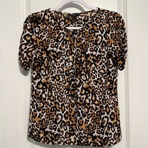 Talbots Black and Brown Animal Print Blouse